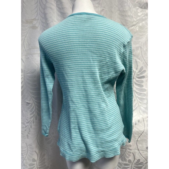 Victoria's Secret T Shirt Sz S Green Long Sleeves Stripes Cotton Night Shirt? - Picture 3 of 10
